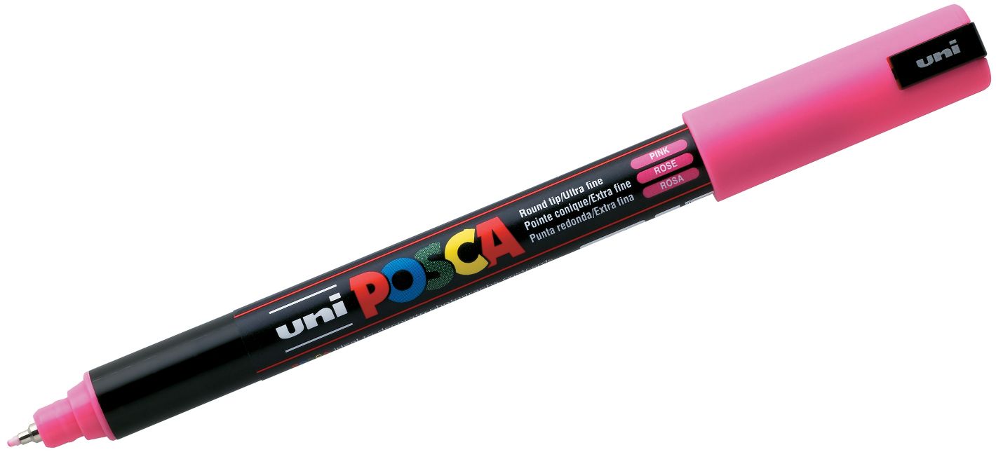 Marker permanent, ultra fin Uni Posca - PC-1MR, 0.7 mm, roz