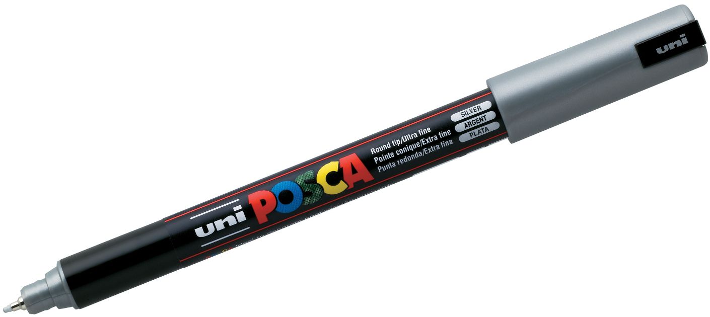 Marker permanent, ultra fin Uni Posca - PC-1MR, 0,7 mm, argintiu