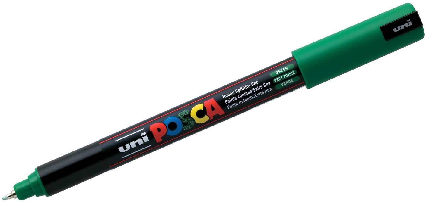 Marker permanent ultra fin Uni Posca - PC-1MR, 0,7 mm, verde