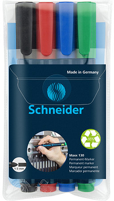 Markere permanente Schneider - Maxx 130, 4 culori
