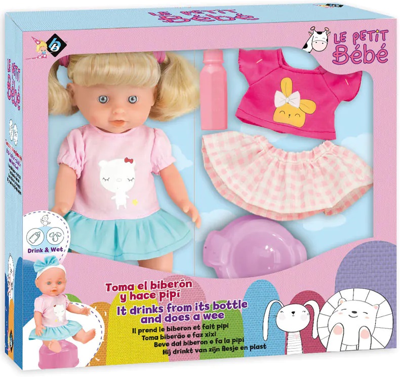 Păpușă care face pipi Loko Toys - Cu oala si haine, 30 cm