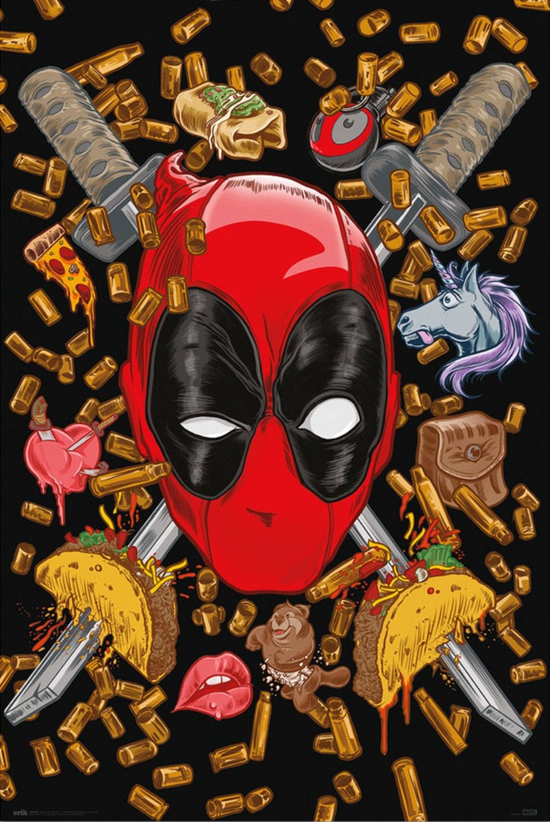 Poster Erik Marvel: Deadpool - Bullets And Chimichangas