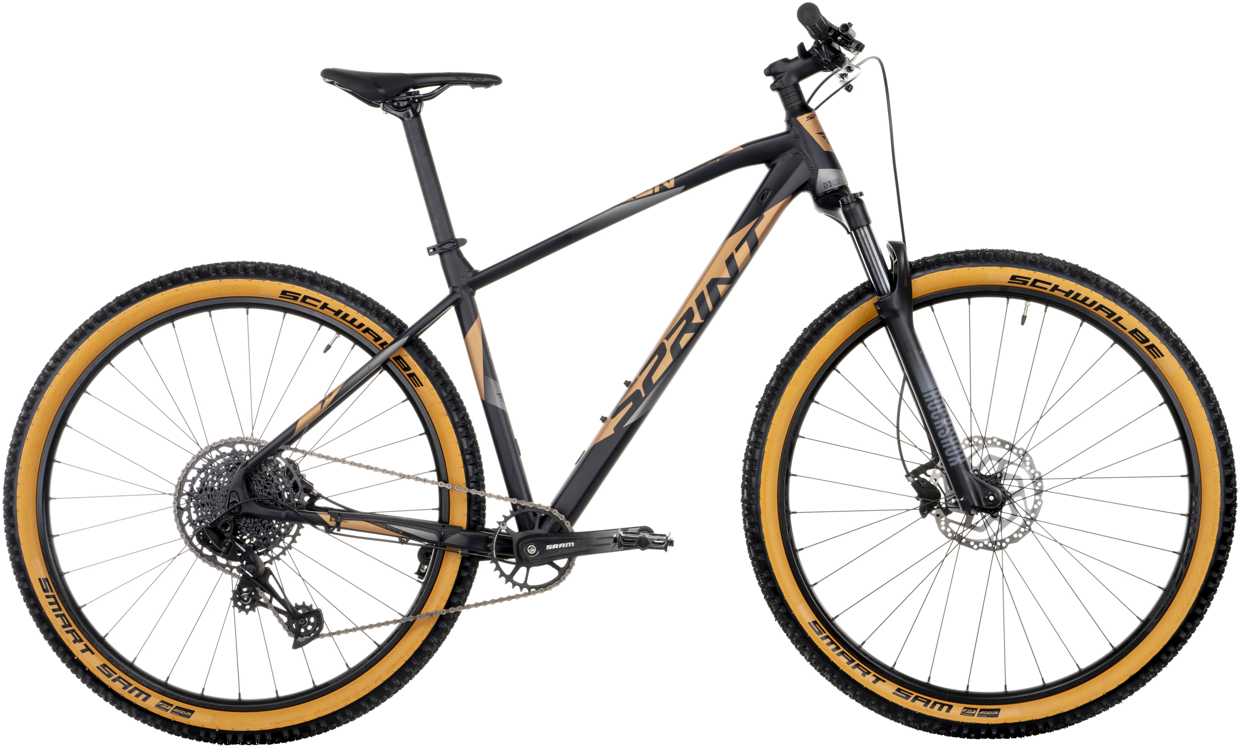 Bicicletă de munte cu viteze SPRINT - Apolon 12, 29'', 440 mm, negru/auriu