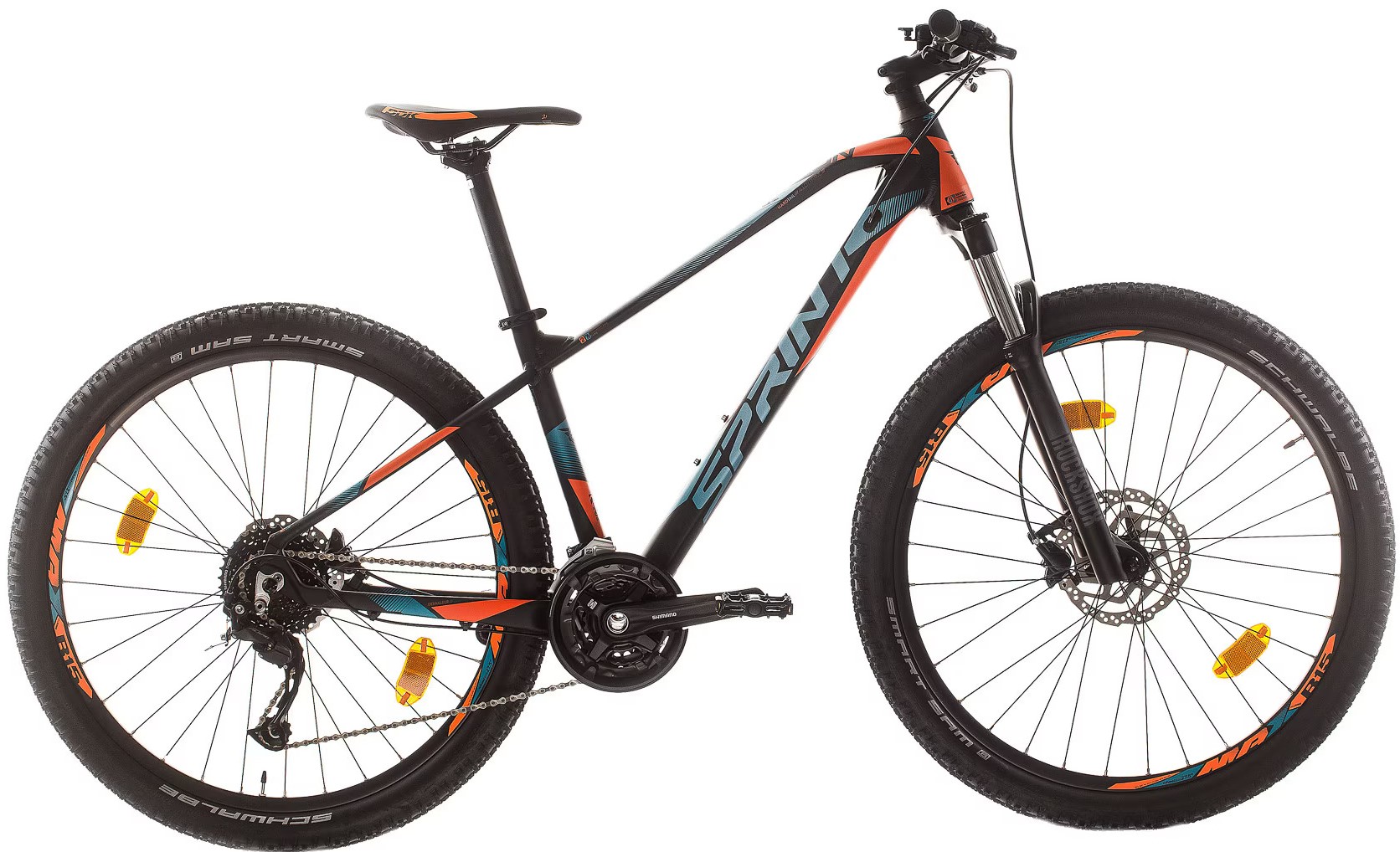 Bicicletă de munte cu viteze SPRINT - Apolon, 27.5", 480 mm, negru/portocaliu