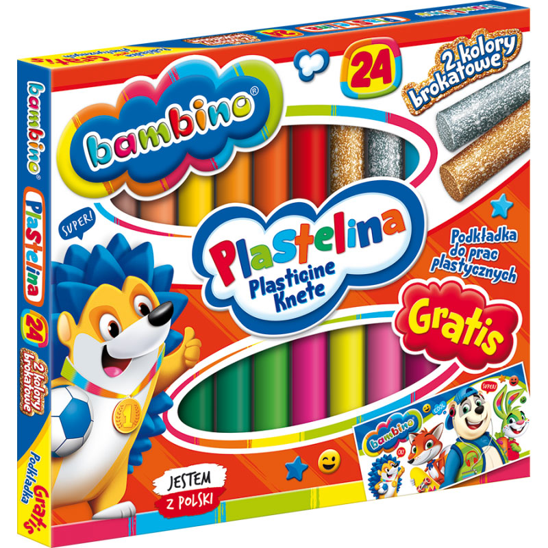 Plastilină Bambino Premium - 24 culori, cu pad, sortiment