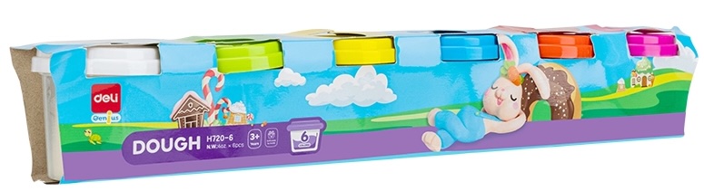 Plastilină Deli Genius - Dough EH720-6, 6 culori, 114 g