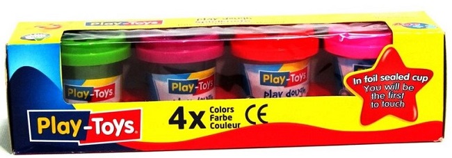 Plastilină PlayToys, 4 culori, 4 х 50 g