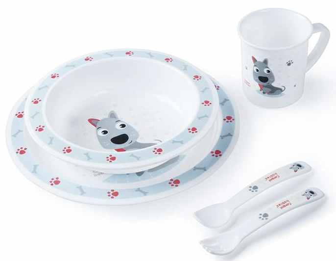 Set de masa Canpol - Catelus, 5 piese, albastru