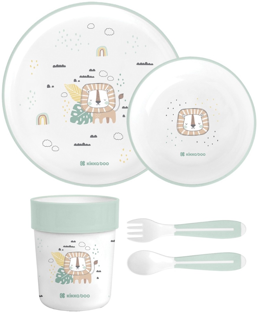 Set de masă din plastic KikkaBoo - Savanna, verde