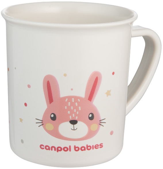 Cană din plastic cu mâner Canpol - Cute Animals, 170 ml, roz
