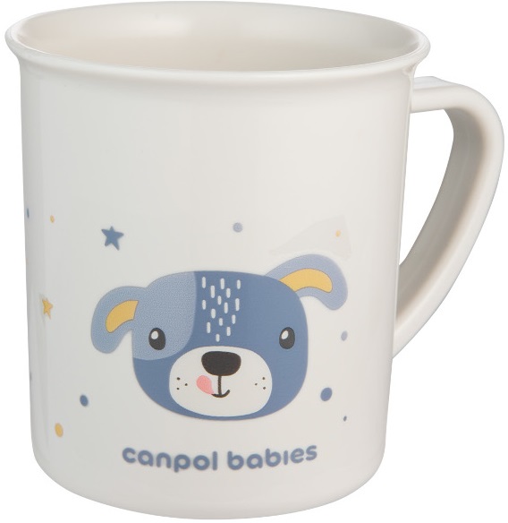 Cană din plastic cu mâner Canpol - Cute Animals, 170 ml, albastră