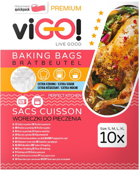 Pungi de copt viGO! - Premium, 10 bucăți, dimensiuni diferite