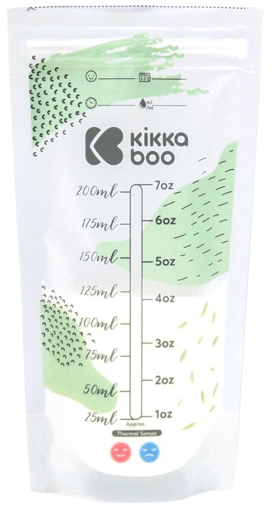 Pungi de depozitare a laptelui matern cu termosenzor KikkaBoo - Lactty, 25 x 200 ml