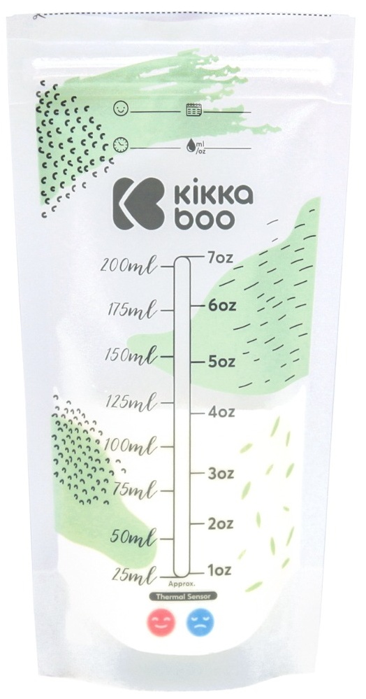 Pungi de depozitare a laptelui matern cu termosenzor KikkaBoo - Lactty, 200 ml, 50 bucăți