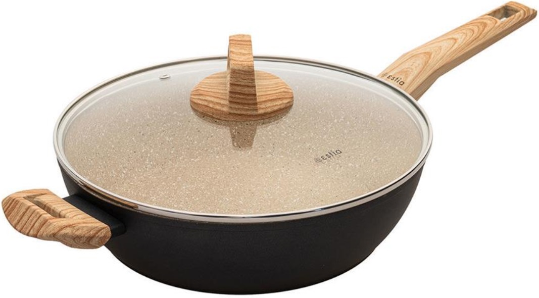 Estia - Earth, 28 cm, 4 l, cratiță puțin adâncă din aluminiu forjat cu înveliș antiaderent