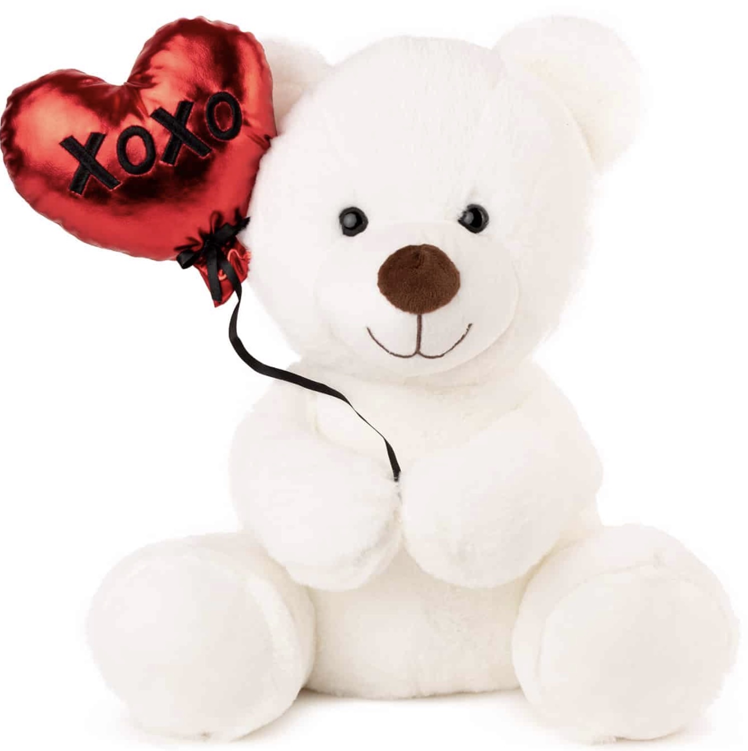 Jucărie de pluș Amek Toys - Urs alb cu inimă, 38 cm