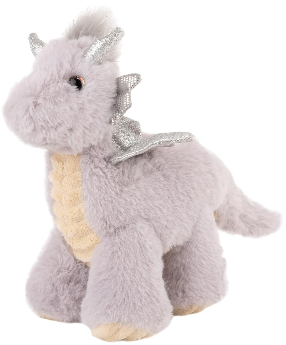 Jucărie de pluș  Amek Toys  - Un dragon cu aripi argintii, gri, 22 cm