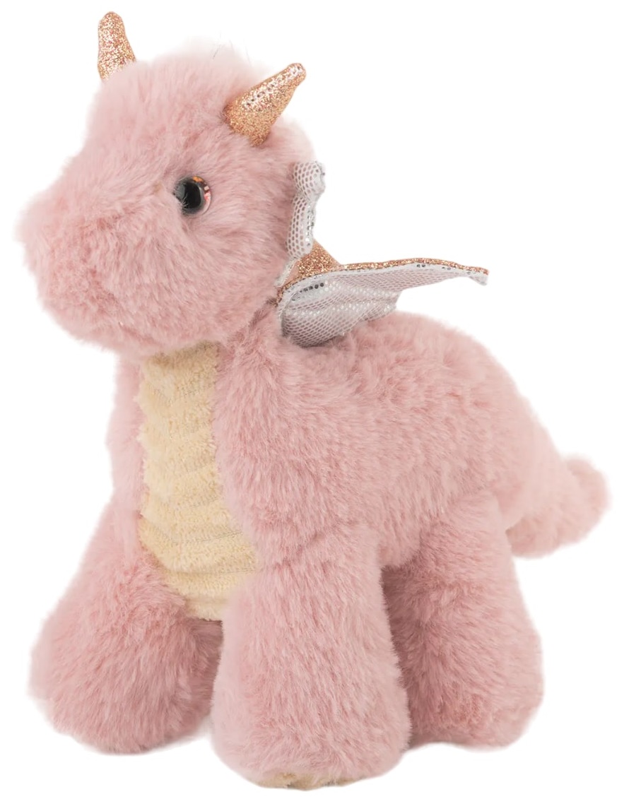 Jucărie de pluș  Amek Toys  - Dragon cu aripi aurii, roz