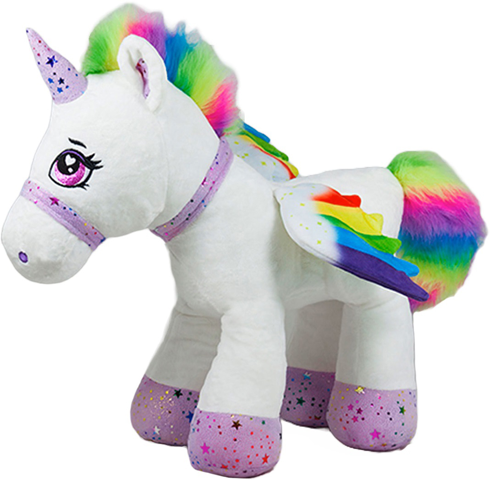 Jucărie de pluș Amek Toys - Unicorn, alb, 46 cm