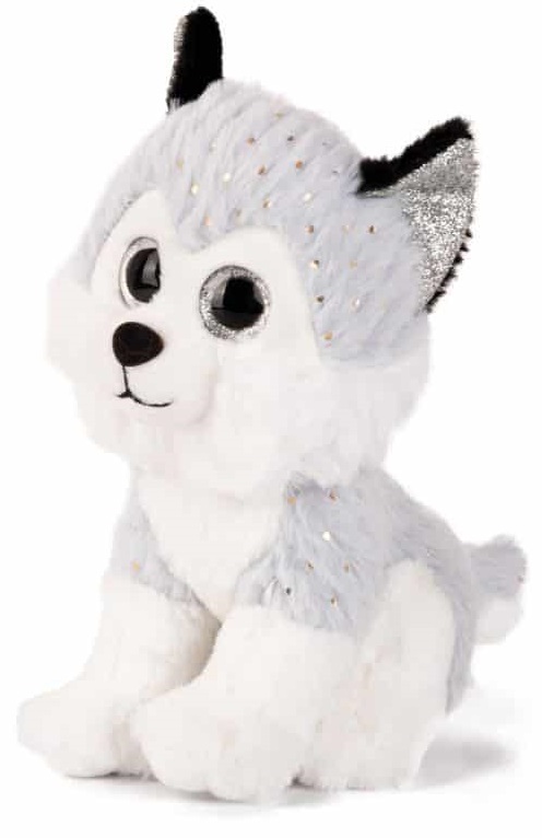 Jucărie de pluș Amek Toys - Husky cu urechi strălucitoare, 25 cm