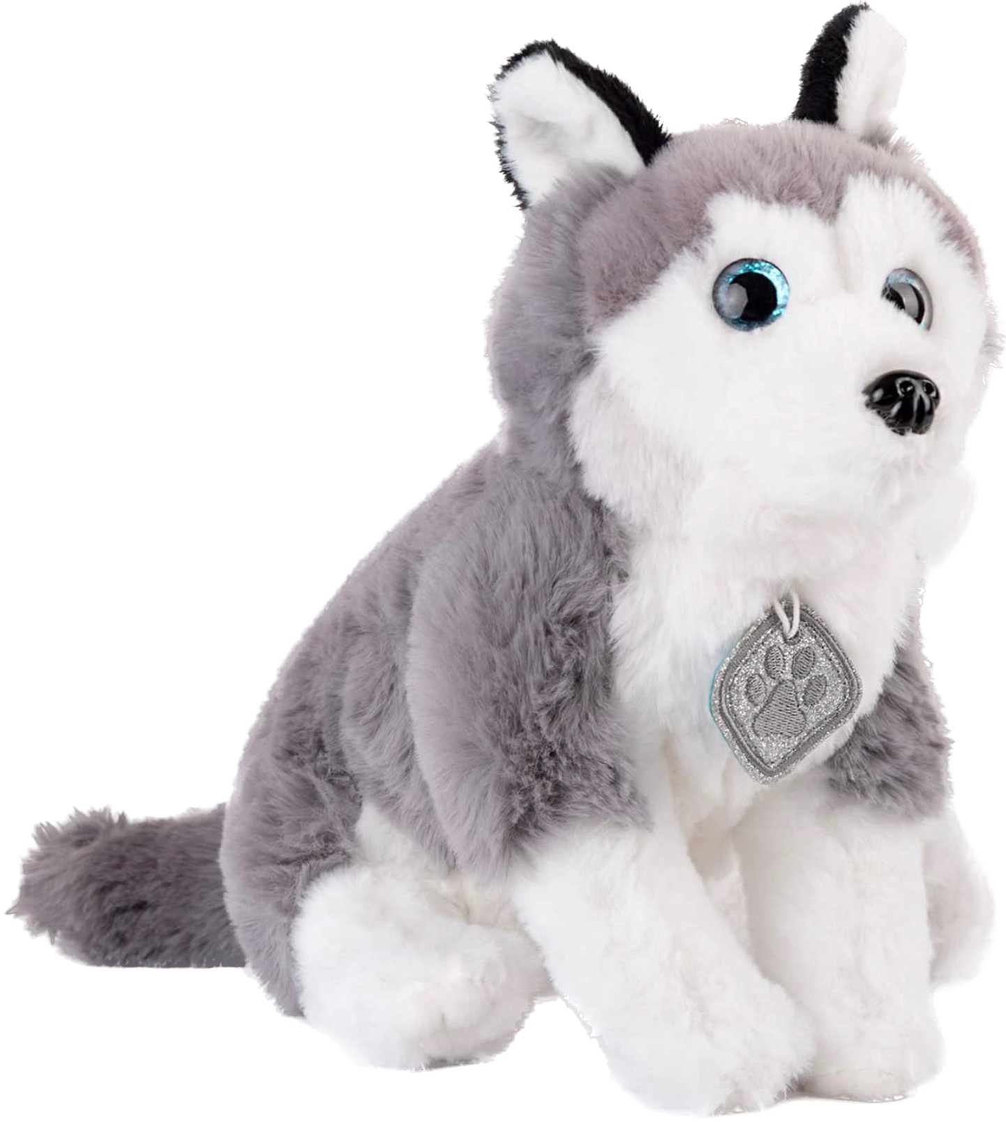 Jucărie de pluș Amek Toys - Husky cu medalion, 19 cm