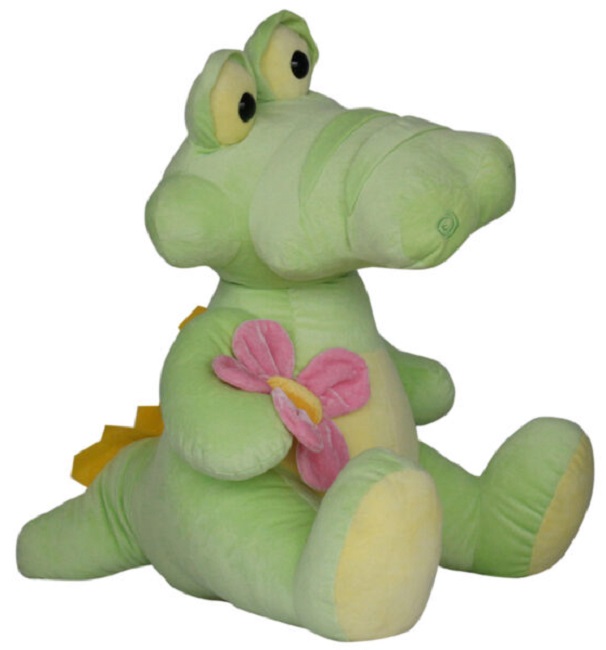 Jucărie de pluș Amek Toys - Crocodil cu floare, 60 cm