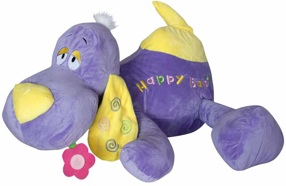 Jucărie de pluș Amek Toys - Câine culcat, mov, 65 cm
