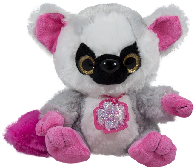 Jucărie de pluș Amek Toys - Lemur cu urechi roz, 25 cm