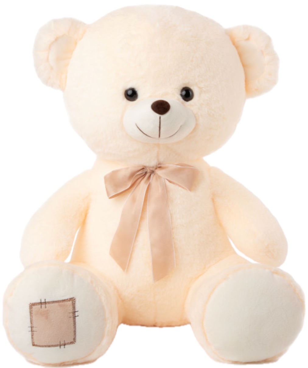 Jucărie de pluș  Amek Toys  - Ursul ecru cu panglica bej, 50 cm