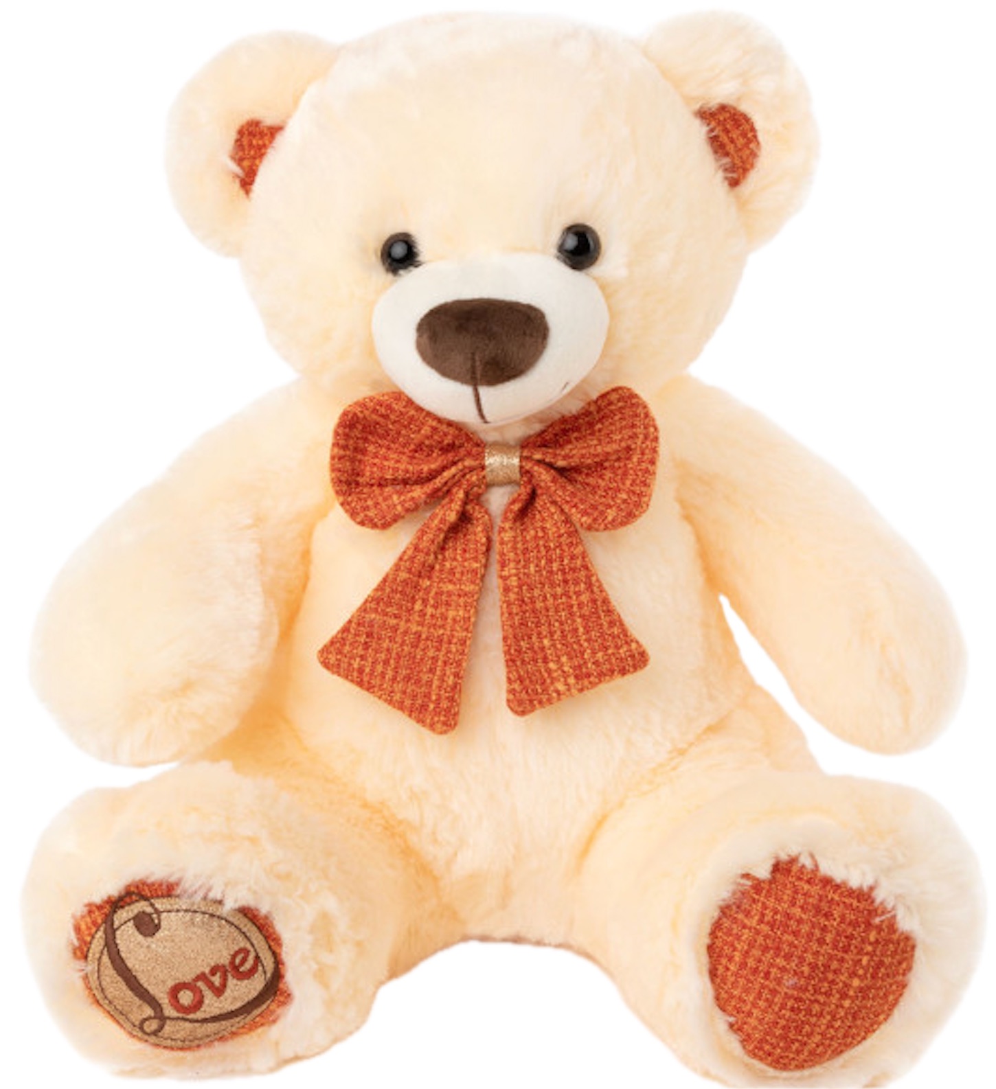 Jucărie de pluș  Amek Toys  -Ursuleț de pluș ecru cu panglică portocaliu , 40 cm