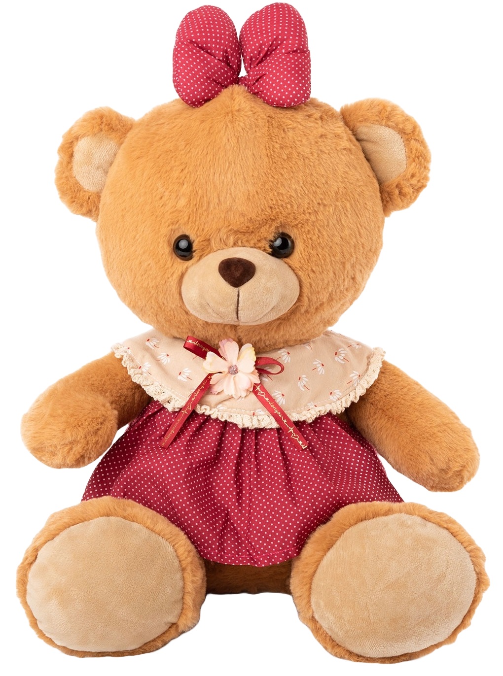 Jucărie de pluș  Amek Toys  - Ursul într-o rochie roșie, 42 cm