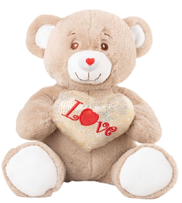 Jucărie de pluș Amek Toys - Ursuleț de pluș cu inimă, 35 cm