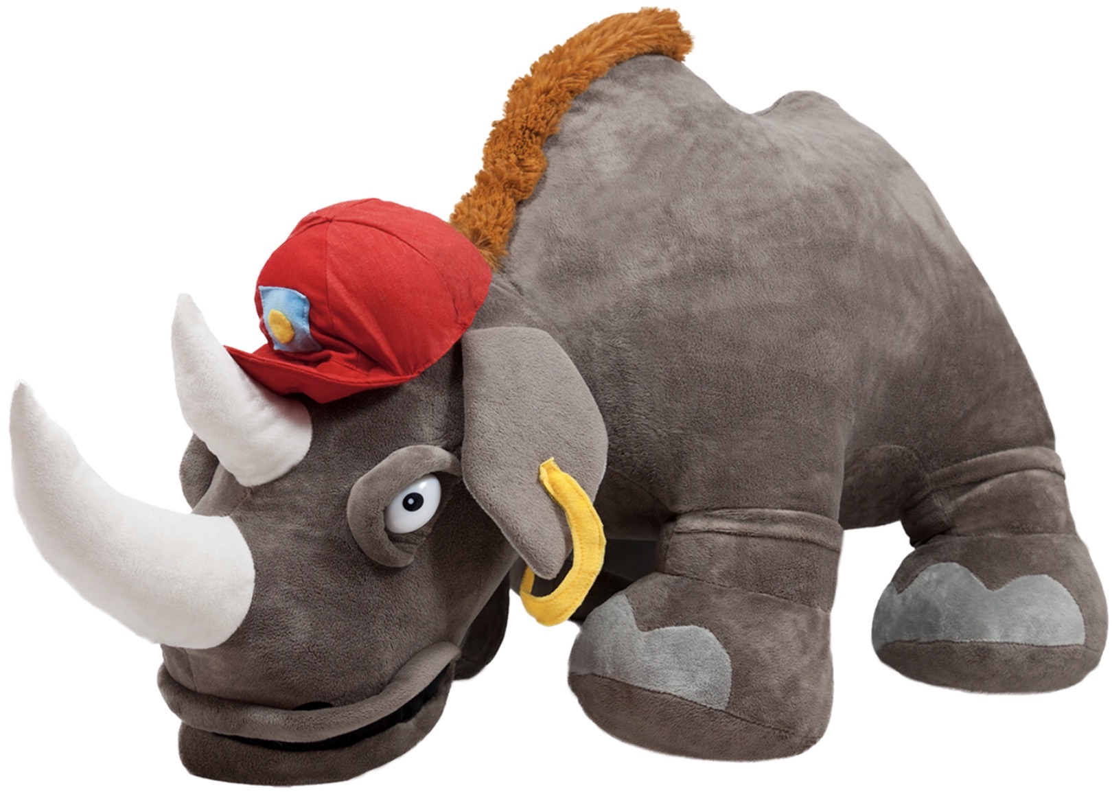 Jucărie de pluș Amek Toys - Rinocer cu pălărie, 65 cm