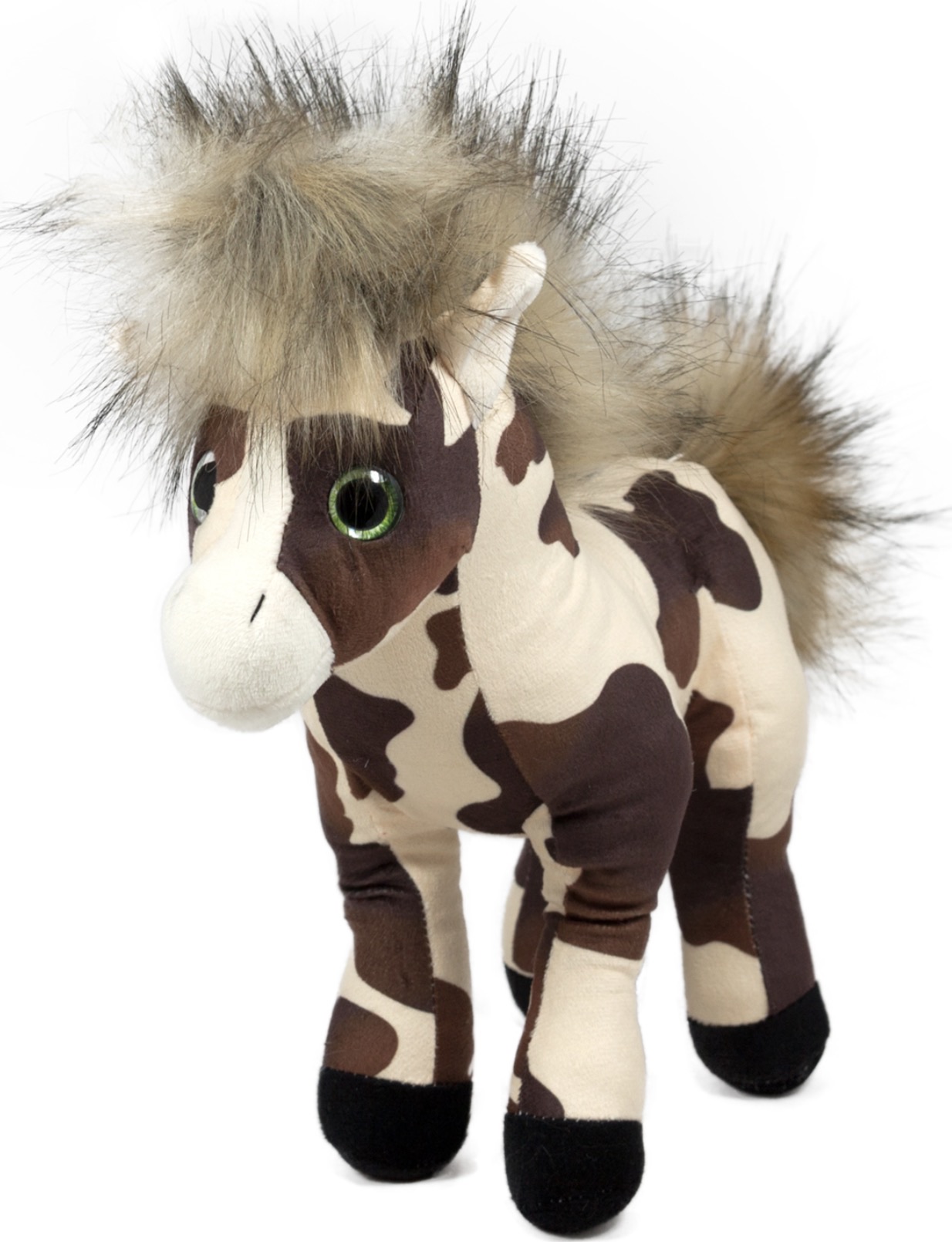 Jucărie de pluș Amek Toys - Cal pătat cu coamă bej, 30 cm