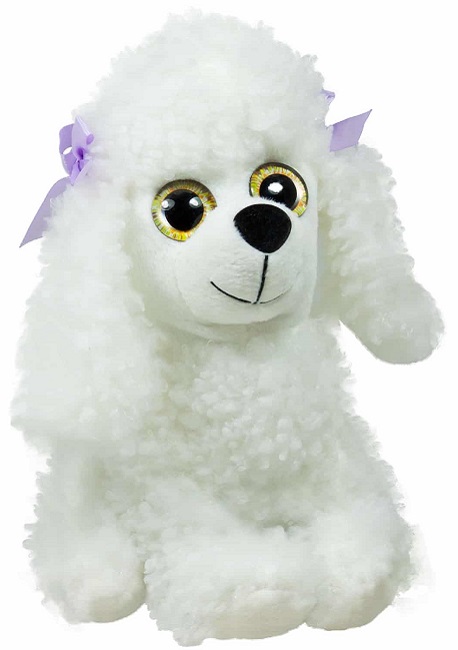 Jucărie de pluș Amek Toys - Poodle cu ochi mari, alb, 26 cm