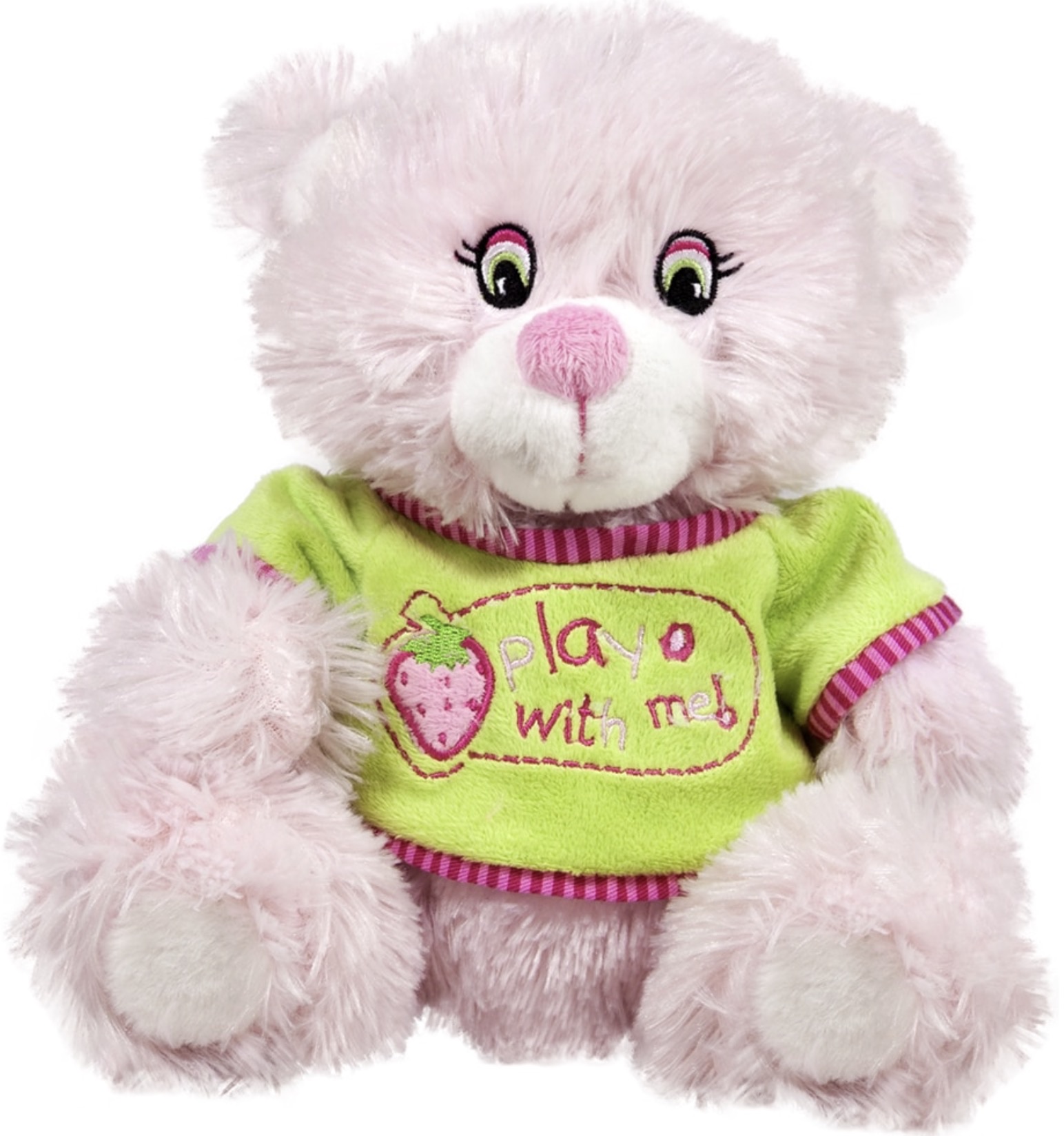 Jucărie de pluș Amek Toys - Ursuleț de pluș roz cu tricou, 23 cm