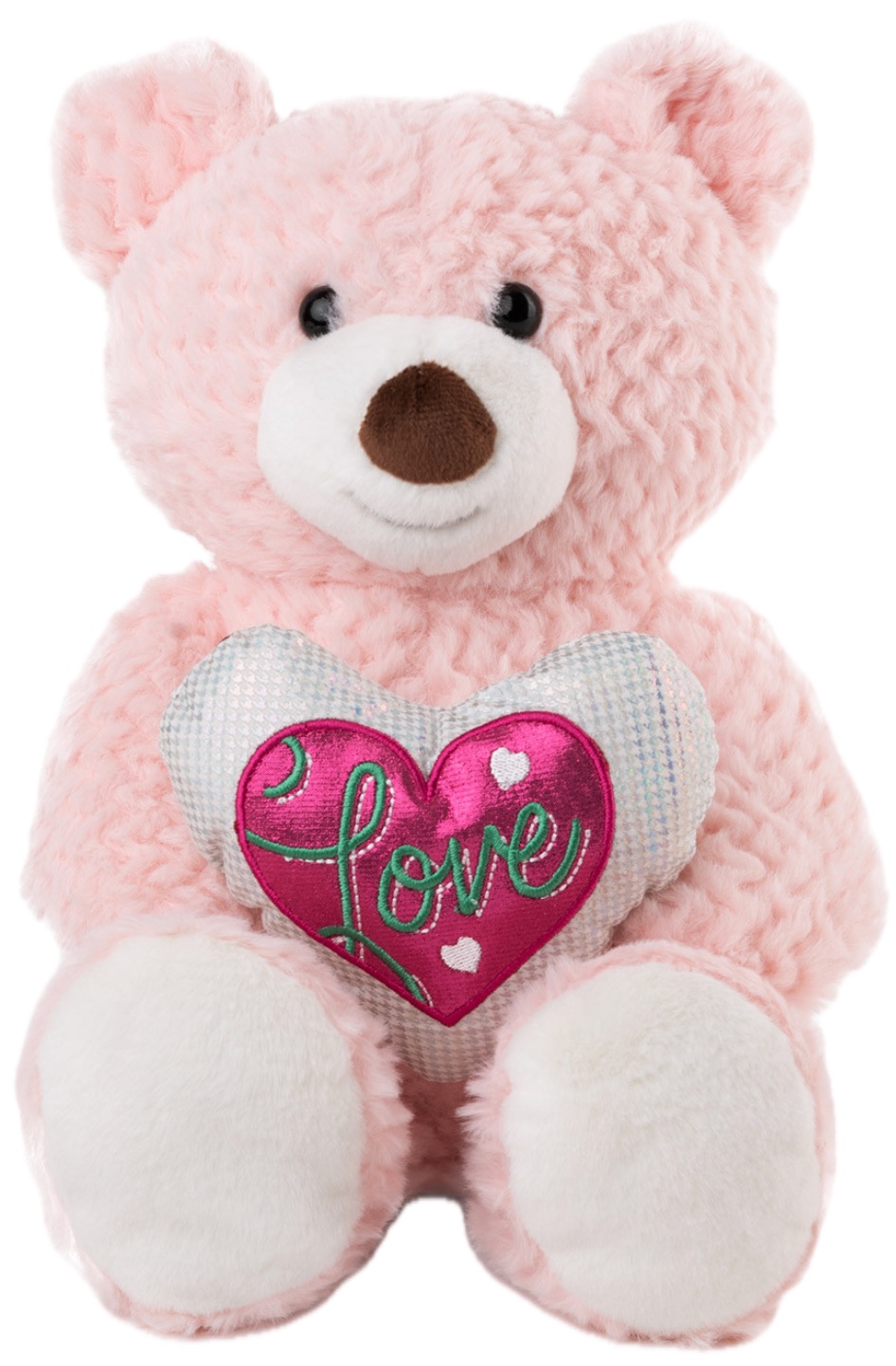 Jucărie de pluș  Amek Toys  - Ursul roz cu inimă, 30 cm