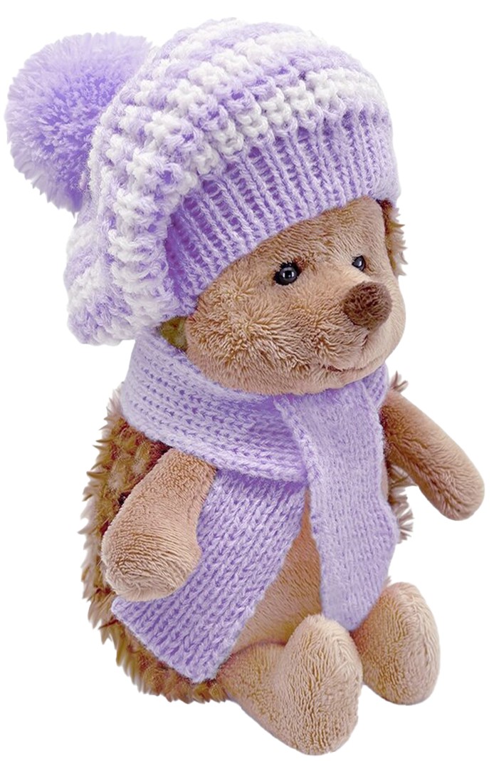 Jucărie de pluș Orange Toys Life - Ariciul pufos, cu beretă violet în dungi, 15 cm