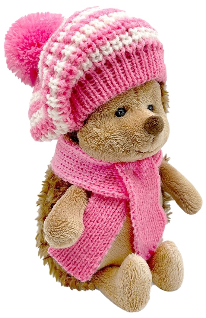 Jucărie de pluș Orange Toys Life - Ariciul pufos, cu beretă roz în dungi, 15 cm