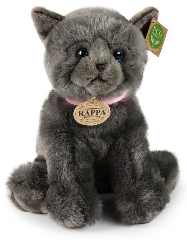 Jucărie de pluș Rappa Eco Prieteni – Pisică British Shorthair gri, 25 cm