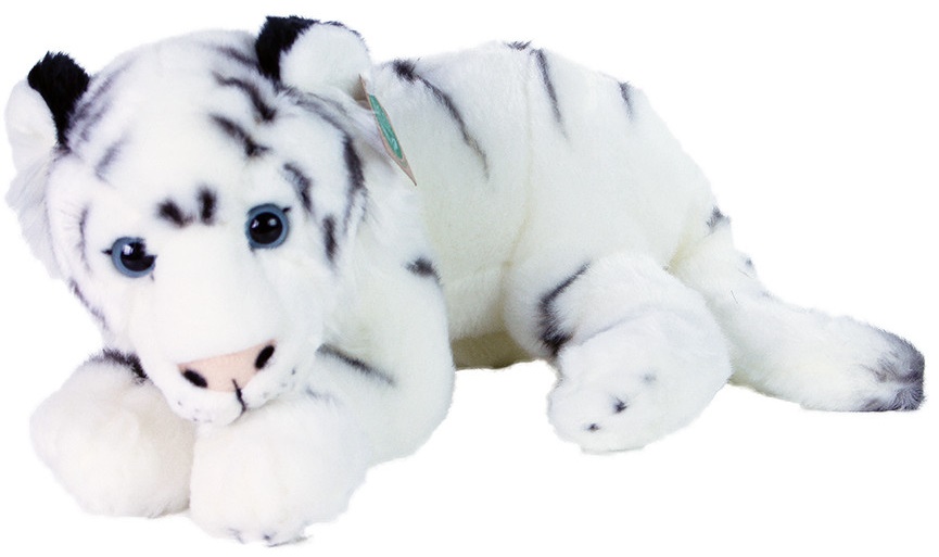 Jucărie de pluș Rappa Eco Friends - Tigru alb, culcat, 36 cm