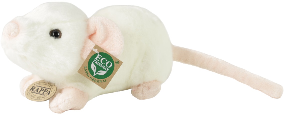 Jucărie de pluș Rappa Eco Friends - Șoarece alb, în picioare, 21 cm