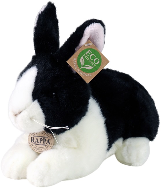 Jucărie de pluș Rappa Eco Friends - Lepuraș negru și alb, în picioare, 25 cm