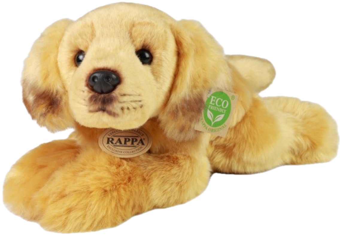 Jucărie de pluș Rappa Eco Friends - Golden Retriever, înclinabil, 30 cm