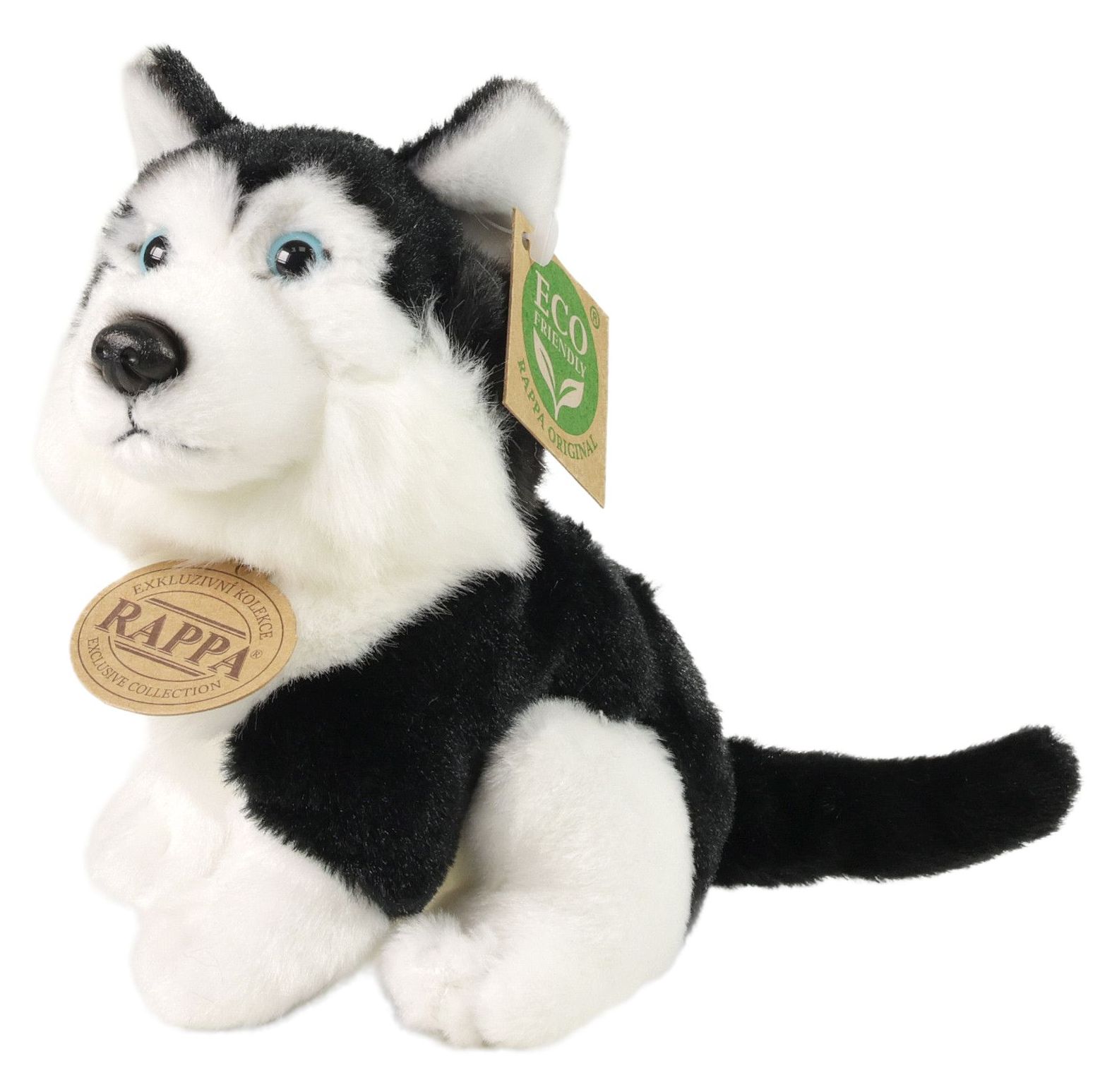 Jucărie de plus Rappa Eco Friends  -Husky, 16 cm, negru