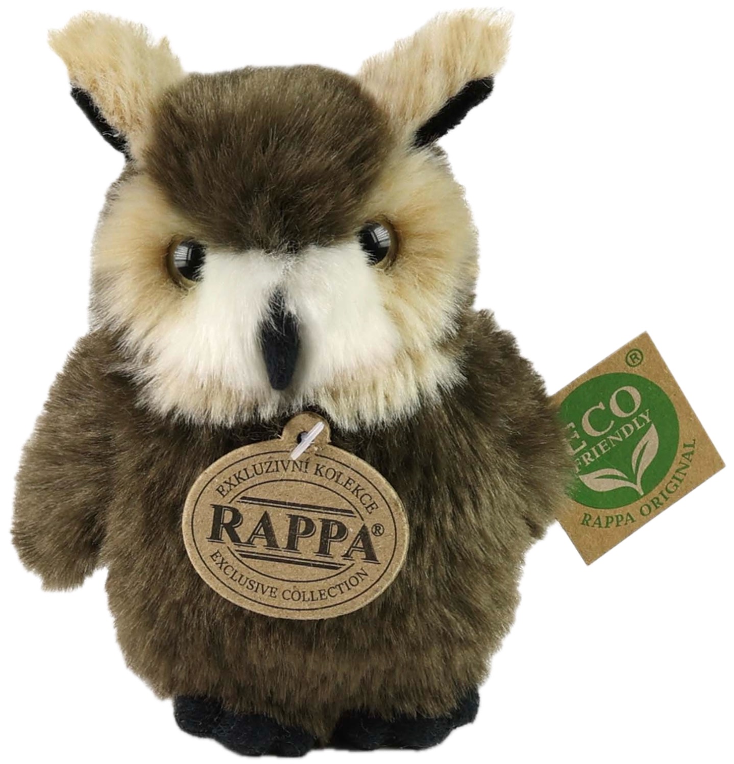 Jucărie de pluș  Rappa Prieteni eco  - Bufniță brună, 13 cm