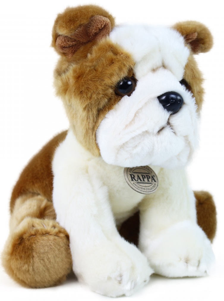 Jucărie de pluș Rappa Eco friends - Câine buldog, așezat, 26 cm
