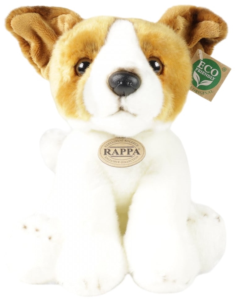 Jucărie de pluș Rappa Eco Friends - Câine Jack Russell Terrier așezat, 30 cm