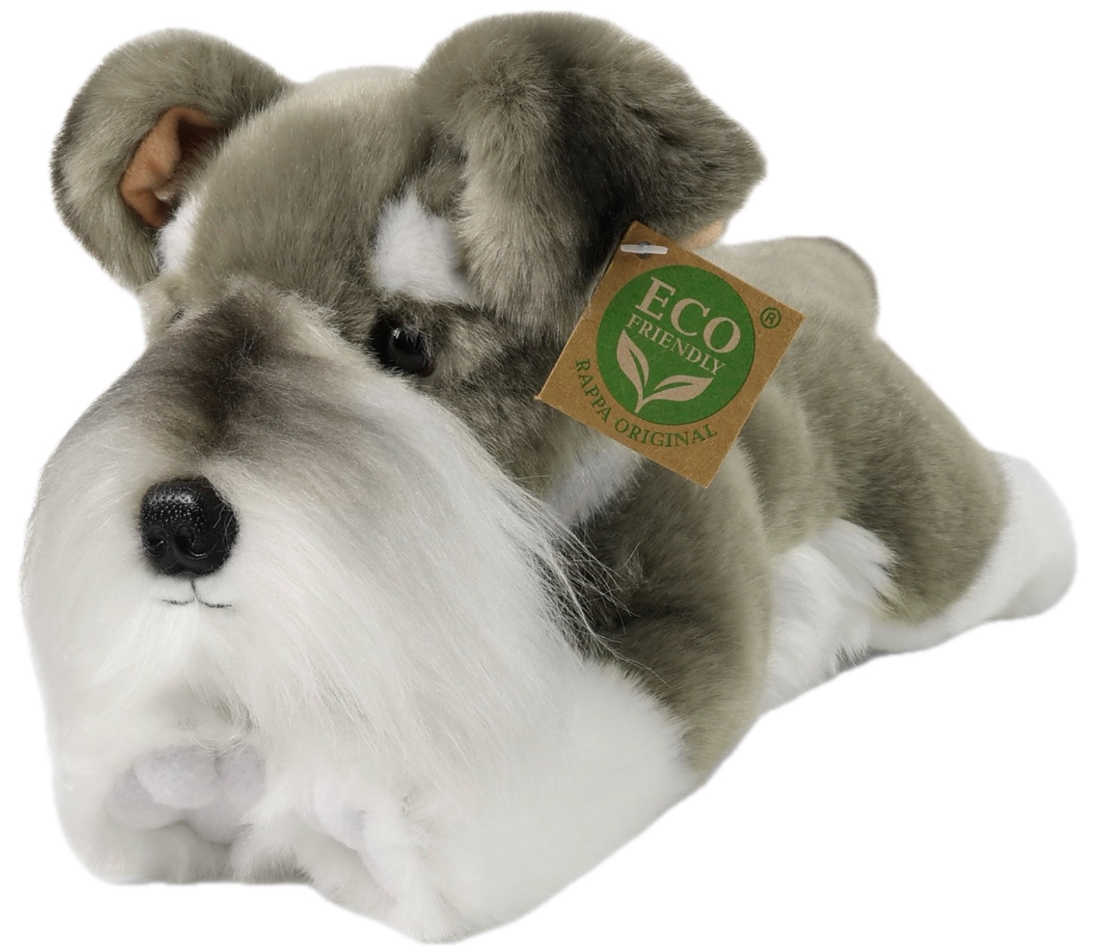 Jucărie de pluș Rappa Eco Friends - Câine Schnauzer, culcat, 28 cm