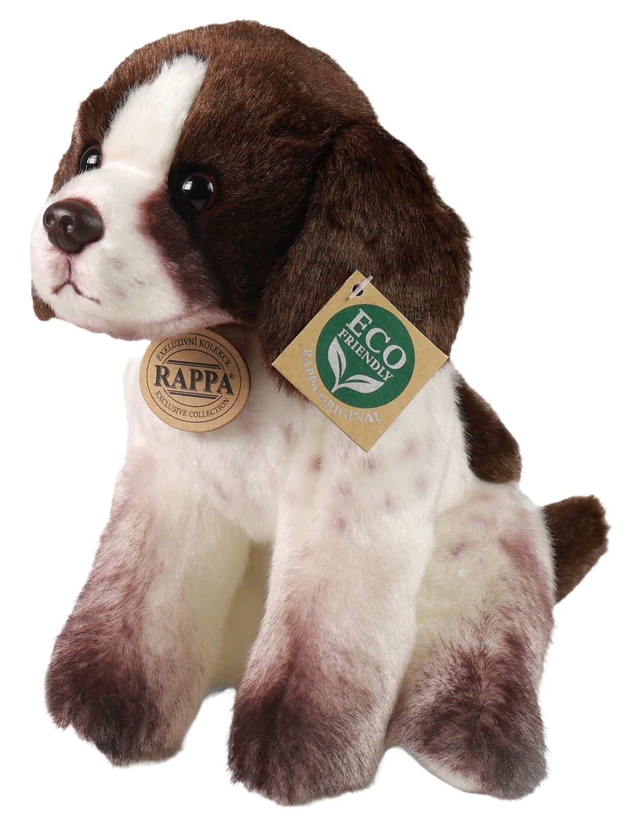Jucărie de pluș Rappa Eco Friends - Câine în maro și alb, 24 cm